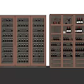 Modern Wine Cabinet With Glass Doors And Organized Wine Bottle Storage