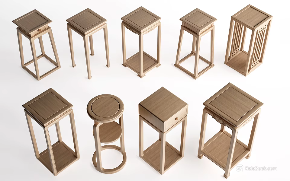 Wooden Coffee Tables Multiple Designs Square Round Shapes With Drawer And Open Shelf 3d model 