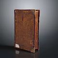 Antique Leather Bound Book With Worn Brown Cover And Classic Vintage Design
