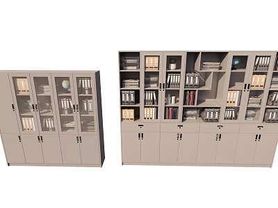 Office Storage Cabinets With Glass Doors And Shelves For Books Files Globe 3d model