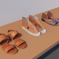 Women's Open Toe Sandals in Brown Gray Purple with Platform Heel on Display Stand