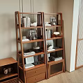 Modern Wooden Bookshelves With Books Decorative Items And Storage In Living Room