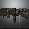 Military Style Tactical Camouflage Gear With Utility Belt And Functional Knife