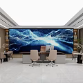 Modern Office Reception Area With Company Logo And Elegant Front Desk Design
