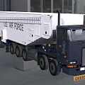 U.S. Air Force Oversize Load Truck With Extended Flatbed Trailer And Military Markings