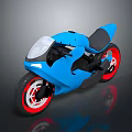 Sleek Modern Blue Motorcycle With Black Seat Red Rims And Stylish Design