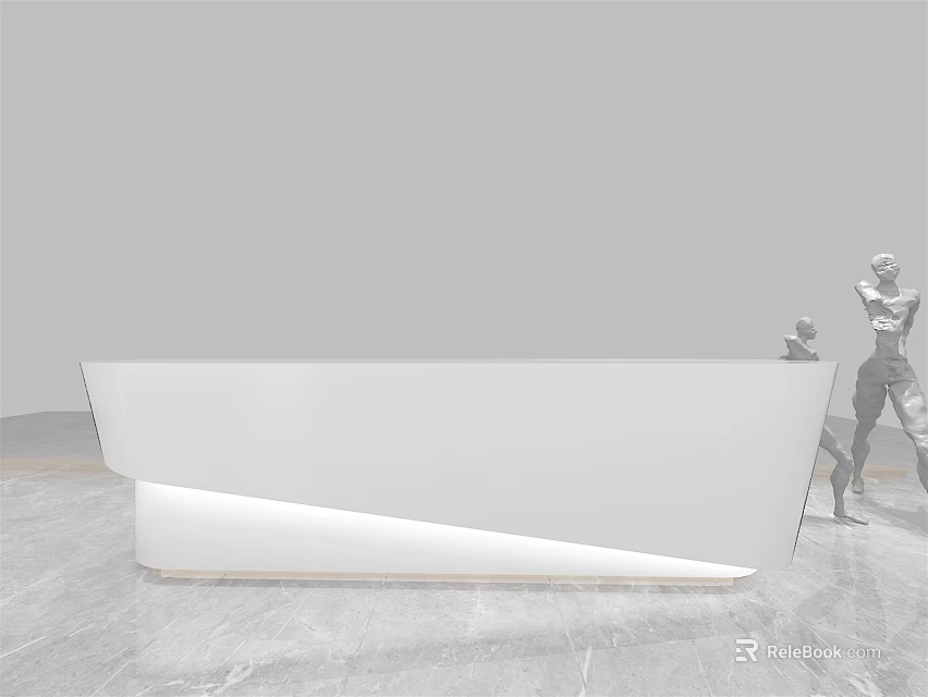 Modern White Reception Desk With Minimalist Design And LED Lighting In Lobby Area 3d model 