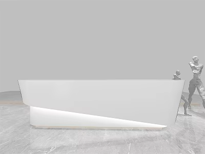 Modern White Reception Desk With Minimalist Design And LED Lighting In Lobby Area 3d model