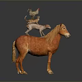 Colorful Stacked Animals Arrangement On Horseback Including Chicken Dog And Sheep
