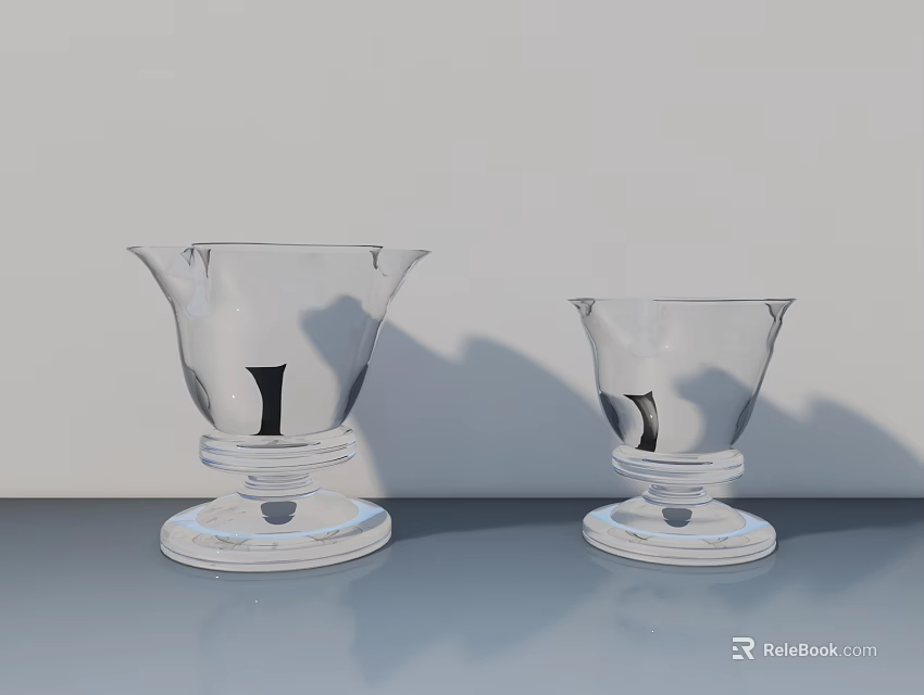 Kitchen Appliances With Transparent Glass Vases On Gray Countertop And White Wall 3d model 
