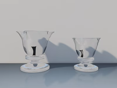 Kitchen Appliances With Transparent Glass Vases On Gray Countertop And White Wall 3d model