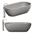 Modern Sleek Gray Freestanding Bathtub With Chrome Faucet And Design