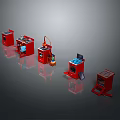 Red Computer Devices with Multiple Components and Modern Design Features