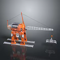 Orange Toy Crane Model With Extended Boom Hook And Stable Base Structure 3d model