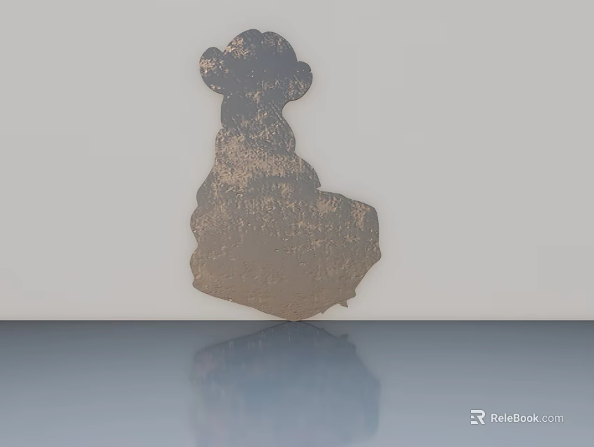 Brown Wooden Swing Door With Light Gray Background And Reflection Design 3d model