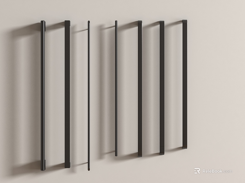 Modern Black Cabinet Handles With Sleek Minimalist Design For Home Furniture 3d model 