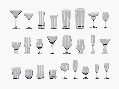 Glassware Dinnerware Set With Various Shapes And Sizes For Dining Table 3d model