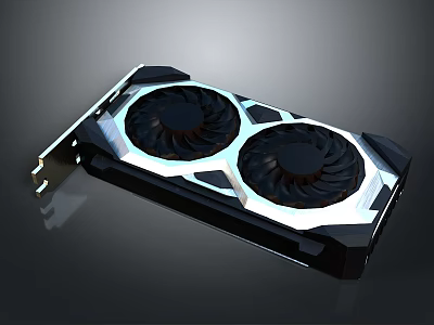 Modern Graphics Card With Dual Cooling Fans And Black White Exterior Design 3d model