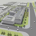 Modern Office Building With Glass Facade Landscaping And Parking Area In Business Complex