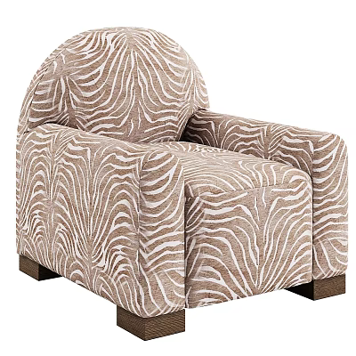 Cozy Single Sofa With Beige And White Zebra Pattern Armrests And Wooden Legs 3d model
