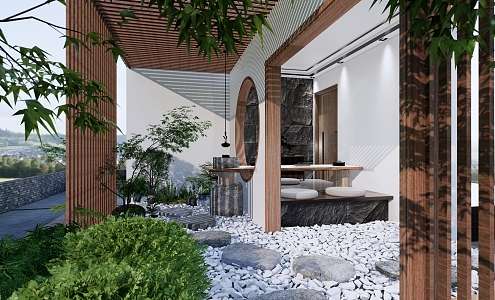 Modern courtyard sketch 3d model