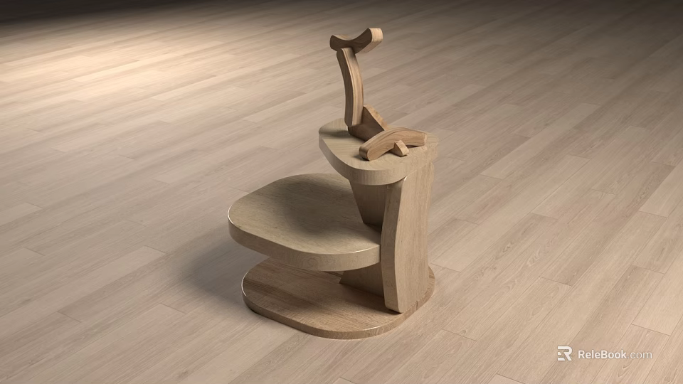 Modern Wooden Side Table With Unique Tiered Structure And Natural Finish 3d model 