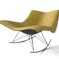 Yellow Leisure Chair Modern Curved Design With Metal Base And Minimalist Style