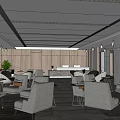 Modern Hotel Lobby Interior Design With Sofas Chairs Plants And Reception Desk 3d model