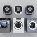 Different Design Washing Machines With Modern Colors And Front Top Views 3d model