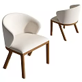 Modern Minimalist Dining Chairs With Linen Upholstered Seat And Wooden Legs
