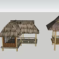 New Chinese Style Pavilion thatched pavilion 3d model