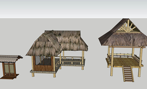 New Chinese Style Pavilion thatched pavilion 3d model