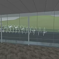 Modern Sales Office Building With Large Glass Windows Green Roof And Mountain Views
