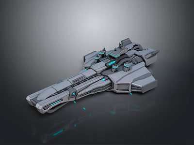 Futuristic Cosmic Spaceship Featuring Advanced Aerospace Structure And Blue Illuminated Modules 3d model
