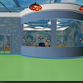 Colorful Indoor Corridor For Children's Potential Development With Lanterns And Storefronts