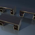 Three Dark Flush Doors With Golden Trim For Modern Home Interior Design