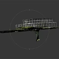 Cartoon Scene 3D Model Of Abandoned Multi Story Building With Gray Roof And Green Grassland