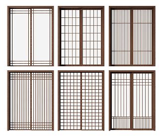 Japanese-style sliding door 3d model