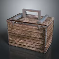 Rustic Wooden Storage Box With Metal Handle And Clasps For Household Organization