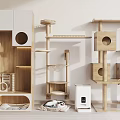 Wooden Cat Trees With Modern Design Multi Level Platforms And Cubby Holes