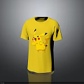 Cute Yellow Short Sleeve T-shirt With Pikachu Print For Daily Wear