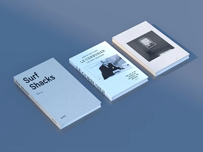 Stylish Stack of Lifestyle Books Featuring Surf Shacks Cover And Reading Materials 3d model