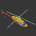 Yellow Helicopter With Red White Stripes For Space Mission On Black Background