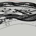 Modern Municipal Road Design With Circular Overpass Grid Pattern Canopy And Vehicles