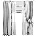 Elegant Gray Pink Curtain Design With Tassel Tieback And Sheer Panel