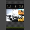 Modern Background Wall with CLS S GLS Car Displays and Grass Decoration