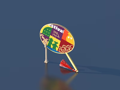 Colorful Festival Themed Daily Life Product With Mountain Tree Flower Patterns 3d model