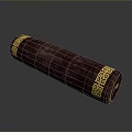 Brown Cylindrical Decorative Item With Golden Intricate Patterns On Ends 3d model