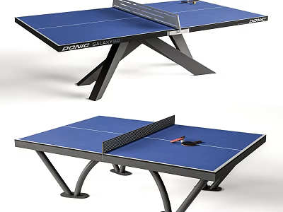 DONIC Ping Pong Table With Blue Tabletop Black Frame And Paddles Balls 3d model