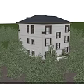 Modern Single Family House With Three Story Design Balconies Garage And Green Outdoor Seating